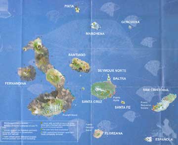 Map of the Galapagos Islands Archipeligo
